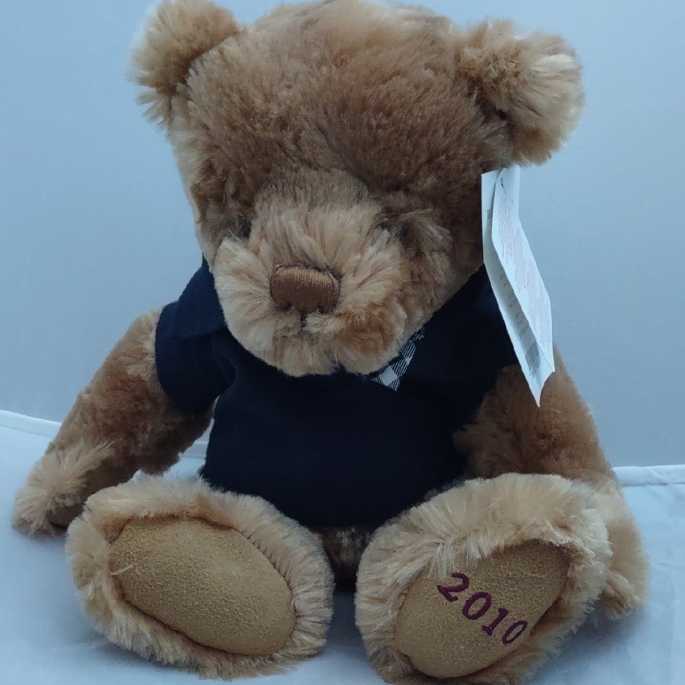 Burberry Tan Teddy Bear with Navy Shirt - Picture 3 of 6